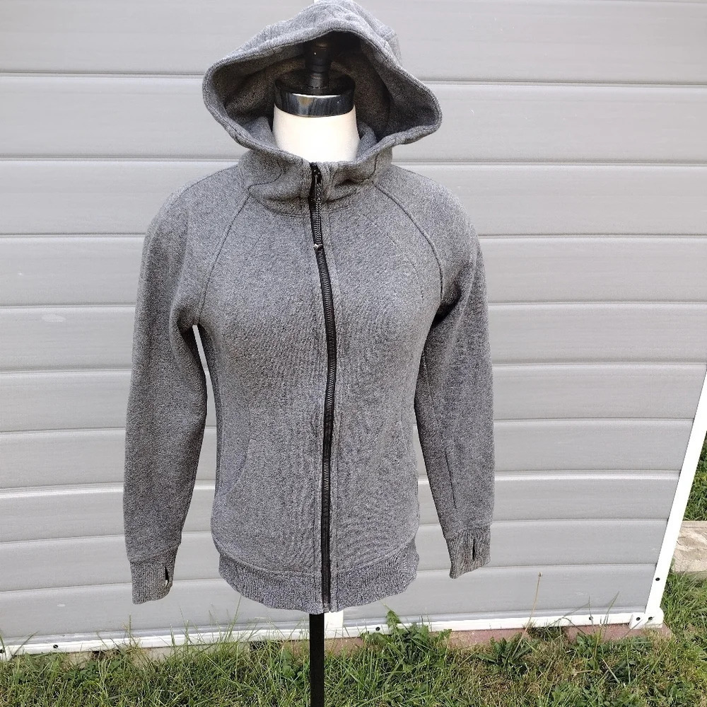 LULULEMON Scuba Oversized Zip Hoodie Heather Speckled Black Size 6 EUC